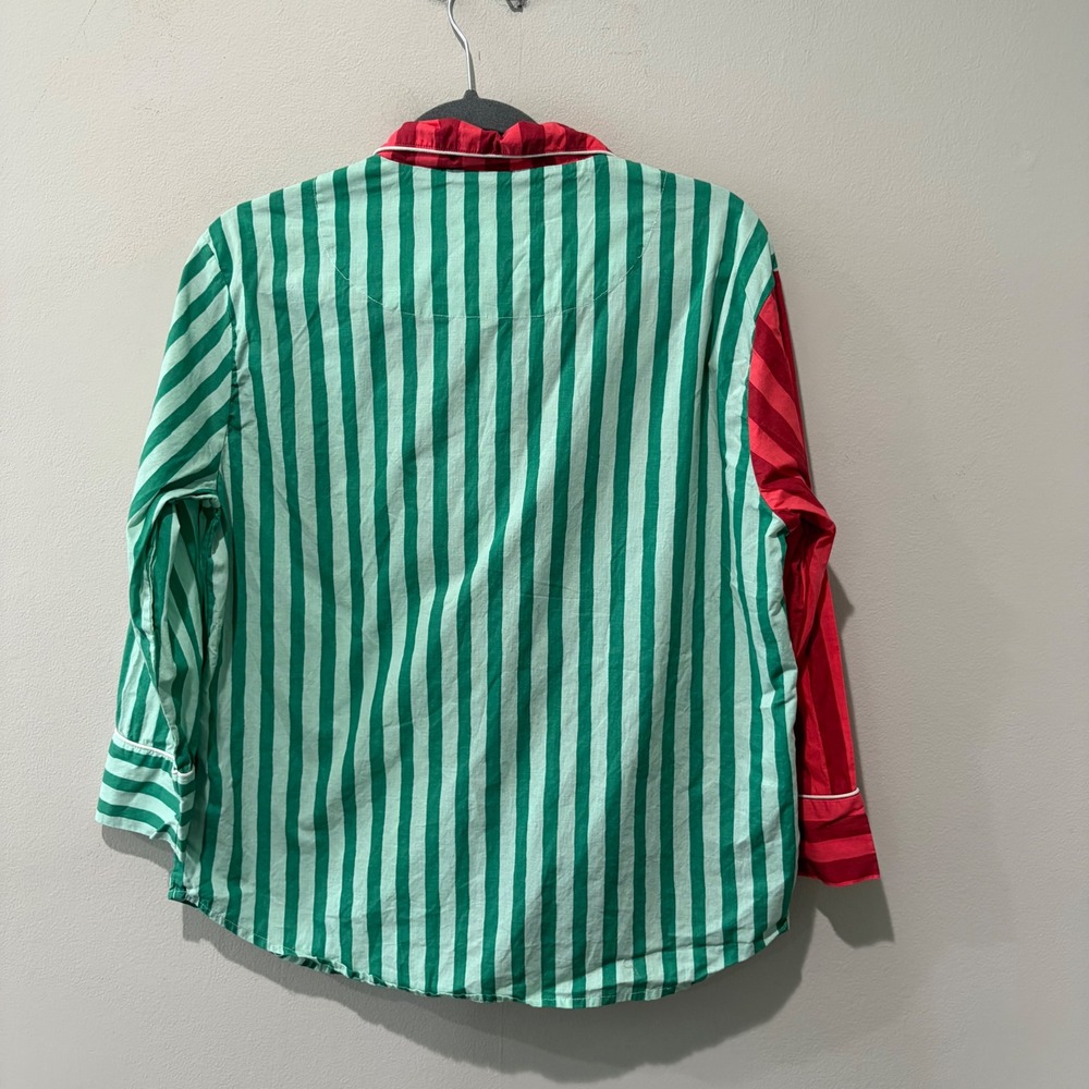 Printfresh Pajama Set Womens Small Red Green Holiday Striped Organic Cotton - Picture 8 of 16